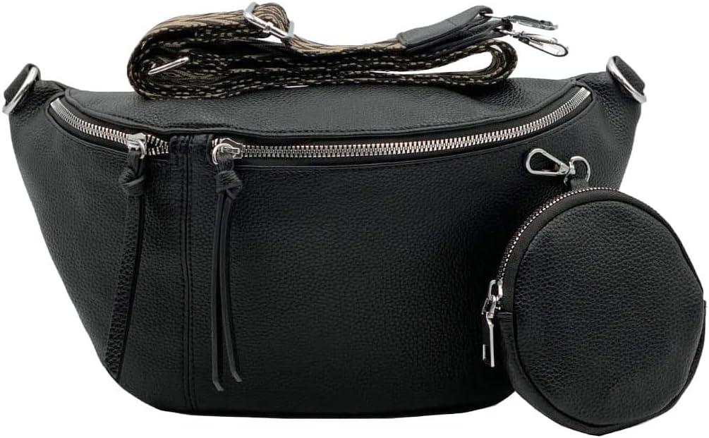 stylx Crossbody Bag Damen Leder Breiter Gurt Handtasche Umhängetasche Moderne Taschen mit breitem Sc