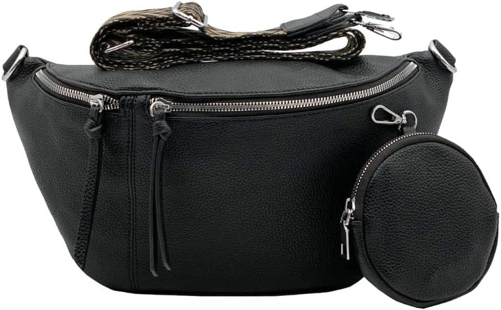 stylx Crossbody Bag Damen Leder Breiter Gurt Handtasche Umhängetasche Moderne Taschen mit breitem Sc