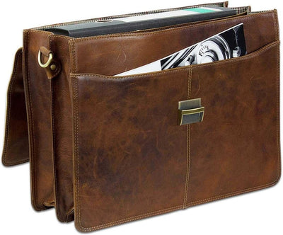 STILORD Vintage Aktentasche Herren Büro Business Schultertasche Laptoptasche mit Schloss gross echte