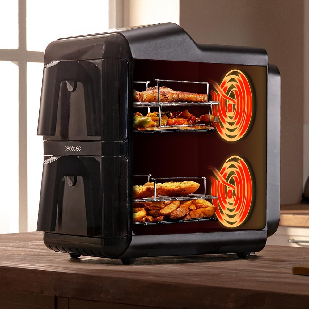 Cecotec Luftfritteuse ohne Öl – Air Fryer 12 l Cecofry DuoLevel 12000 Window. 2900 W, 2 Behälter mit
