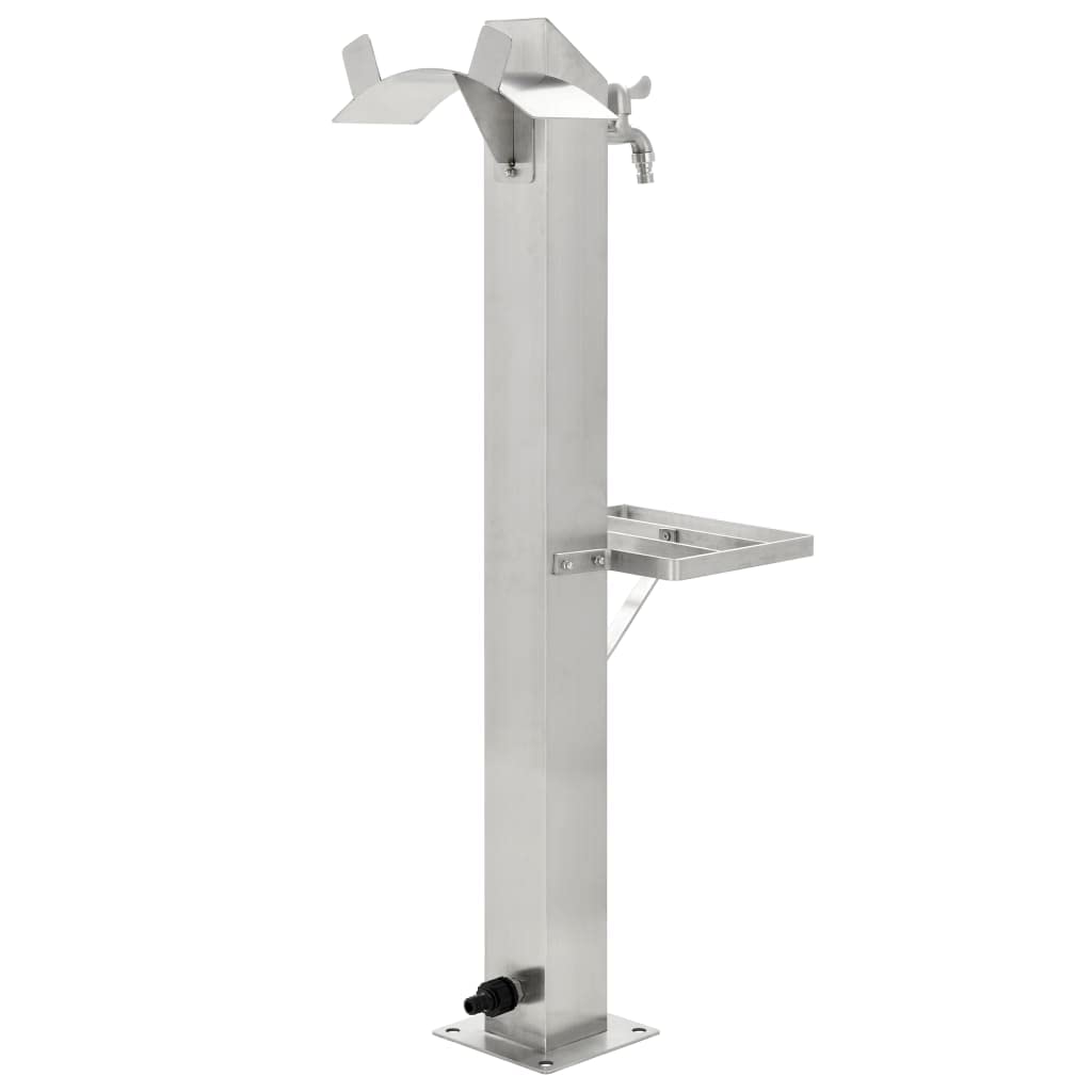 Edelstahl Wassersäule Quadratisch 95 cm | Mit Wasserhahn, Freistehend, Inklusive Teflonrollen, Monta