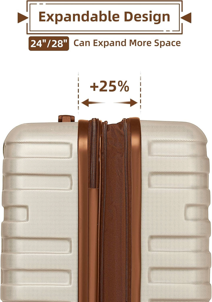LARVENDER Kofferset 6 Teilig Hartschale Leicht ABS Erweiterbar Reisekoffer Haltbar Handgepäck Sets 4