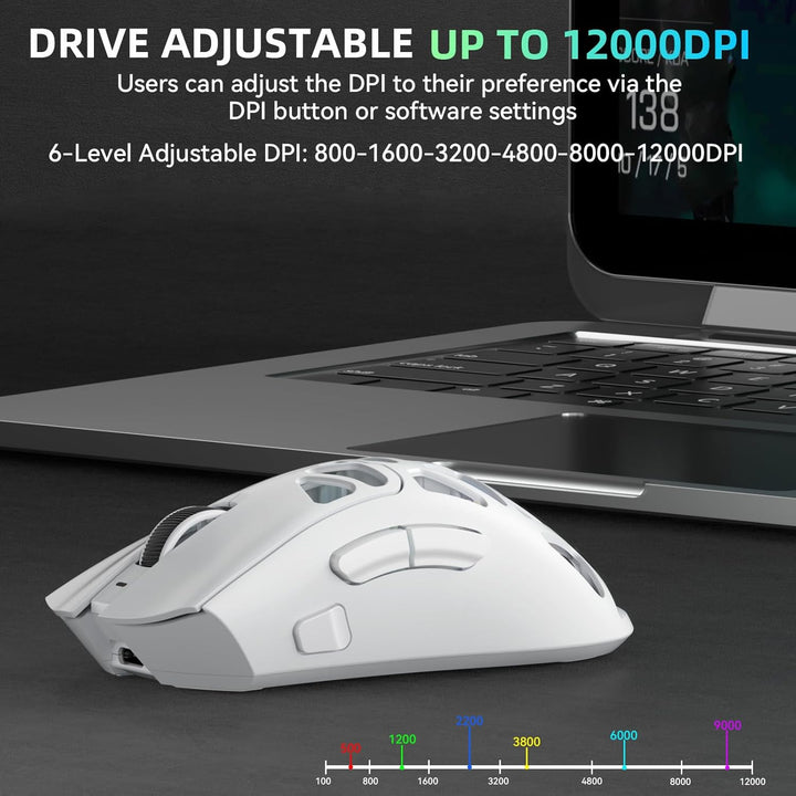 AULA SC620 Kabellose Gaming Maus,BT5.0/2.4G/USB-C,mit PixArt PAW3311-Sensor,12000DPI,8KHz,Feuertaste