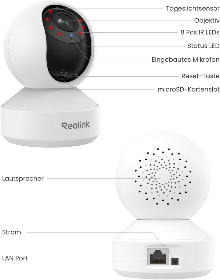 Reolink 4K PTZ WLAN Überwachungskamera Innen, 2,4/5 GHz Wi-Fi 6, Babyphone mit Kamera, 3X Optischer
