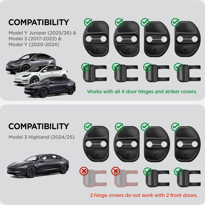 Spigen Tesla Model Y Juniper 2026 und Model 3 (~2023) Türschlossabdeckung, 4 Stücke Door Lock Cover