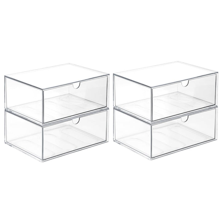 4 Stück Stapelbarer Kosmetik Organizer, TIE-DailyNec Transparenter Acryl Make Up Organizer, Schreibt