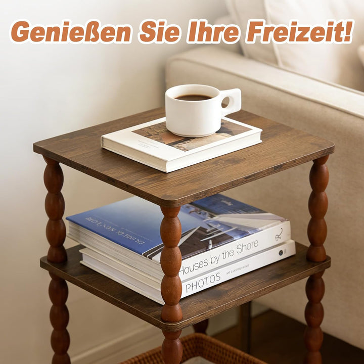 Holztisch, Kleiner Couchtisch &amp; Beistelltisch, multifunktionaler Mini Tisch für Bett, Couch, Wohnzim