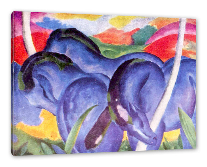 Generisch Franz Marc - Die grossen blauen Pferde als Leinwandbild / Grösse: 100x70 cm / Wandbild / K