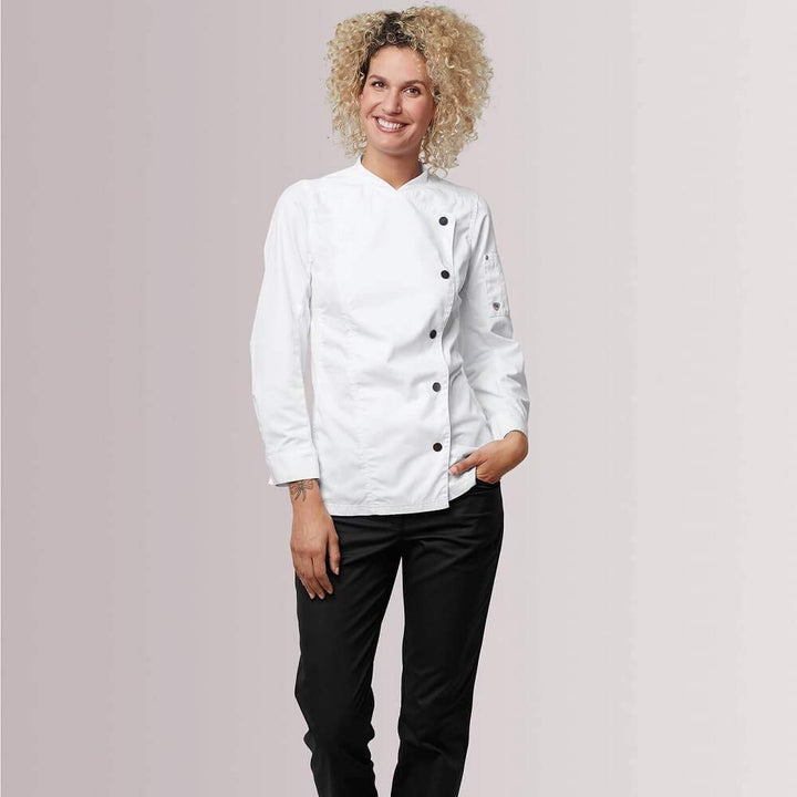 BP 1594-485-21-S Kochjacke für Frauen, Lange Ärmel, Piqué-Einsätze und Arm-Lift-System, 215,00 g/m²