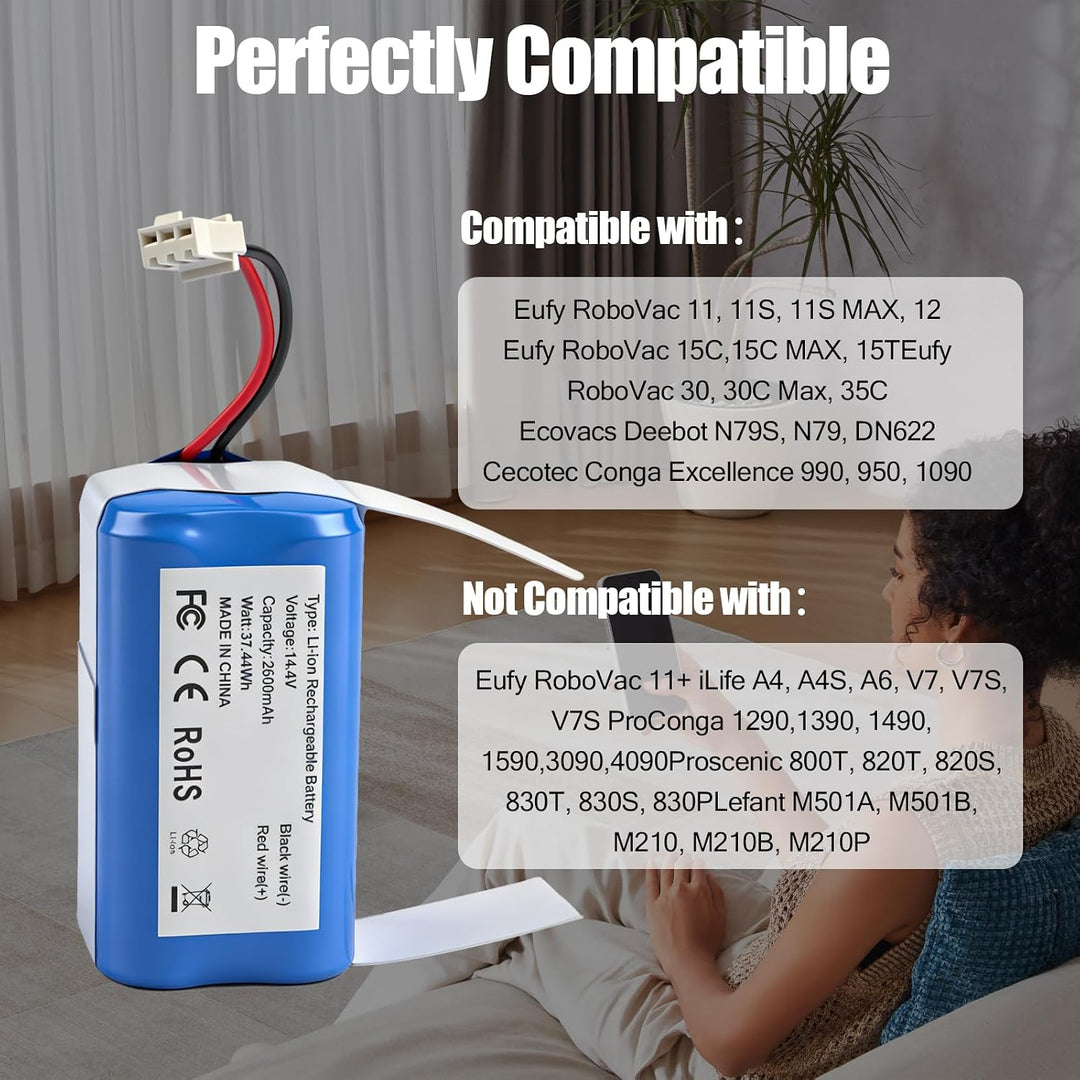 Eufy RoboVac 11S 12 15C G10 G20 G30 Akku Ecovacs N79 Tesvor 2600mAh