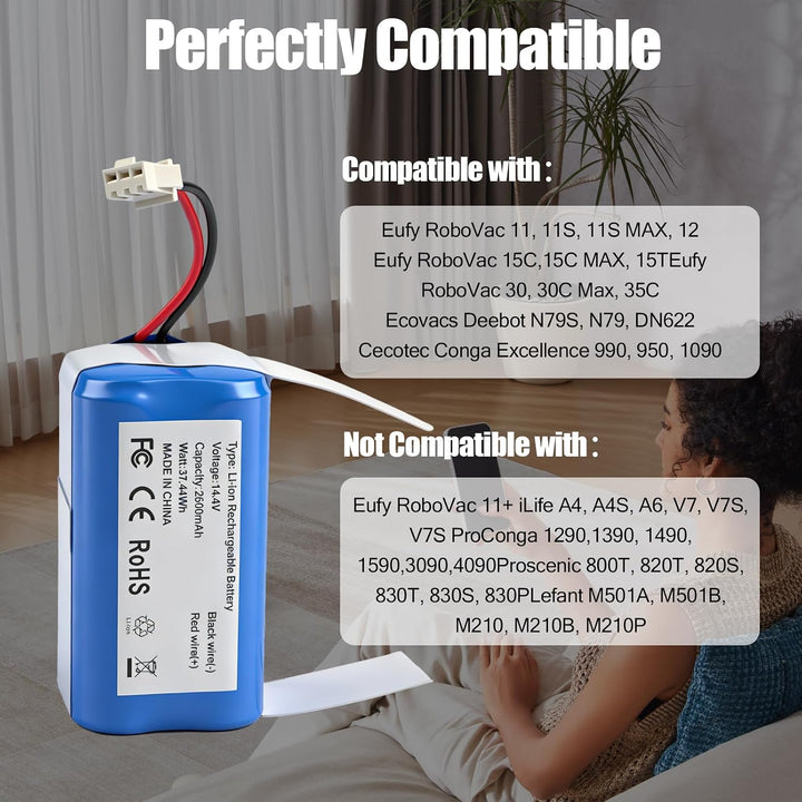 Eufy RoboVac 11S 12 15C G10 G20 G30 Akku Ecovacs N79 Tesvor 2600mAh