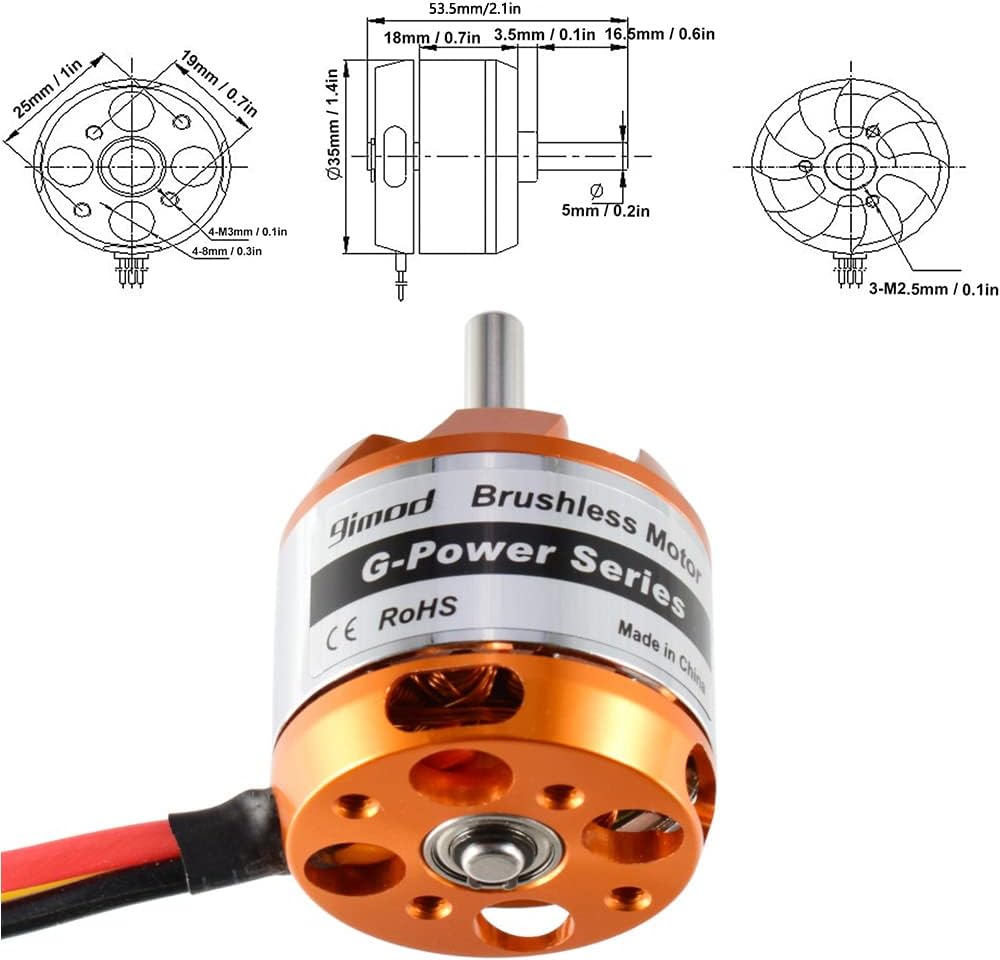 D3536 Leiser Motor, 750KV / 910KV / 1000KV / 1250KV / 1450KV Ersatzzubehör für Bürstenlose Motorisie
