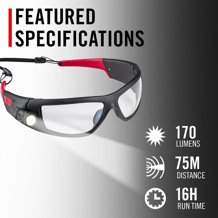 Coast SPG500 Wiederaufladbare LED-Sicherheitsbrille mit Beleuchtung, Bulls-Eye Spot-Strahl, ANSI Z87