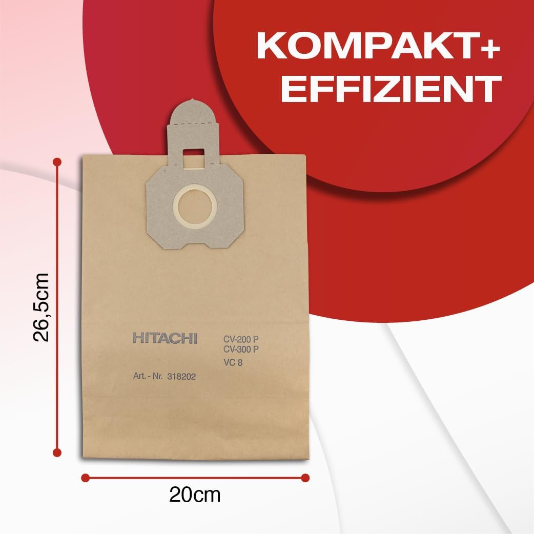 10x Staubsaugerbeutel - Papierfilter für Hitachi CV 400P Pro - 2 lagiger Ersatzfilter für starke Sau