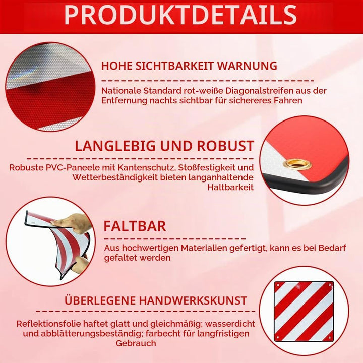 2 in 1 Warntafel Fahrradträger aus PVC für Italien, Spanien und Portugal 50 x 50 cm Reflektierendes
