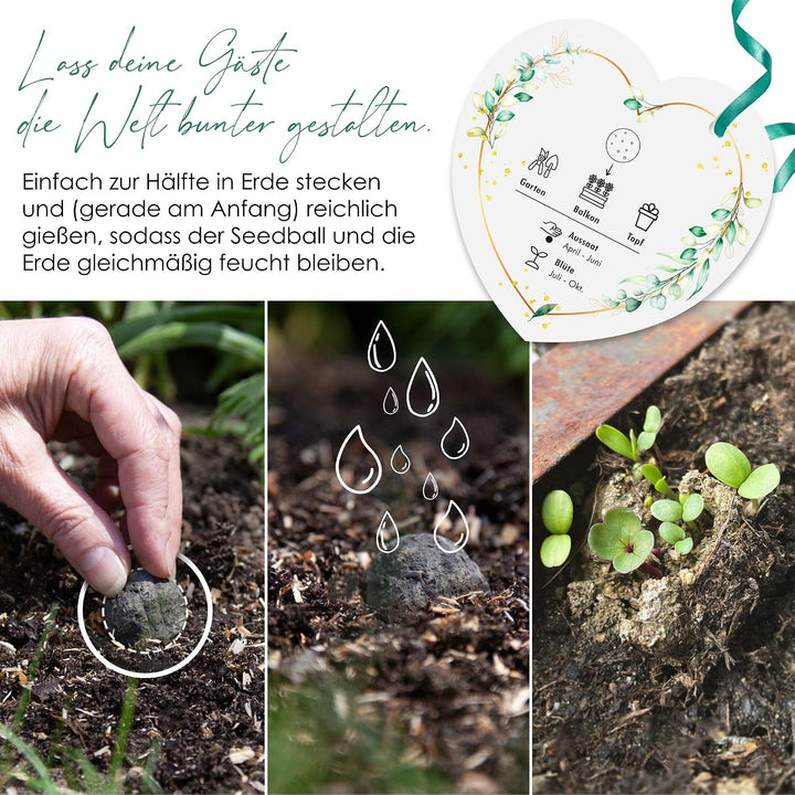 Gastgeschenke Hochzeit Blumensamen Samenbomben - Besonderes Hochzeitsgeschenk für Gäste als Give Awa