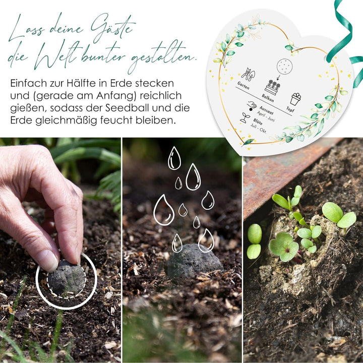 Gastgeschenke Hochzeit Blumensamen Samenbomben - Besonderes Hochzeitsgeschenk für Gäste als Give Awa