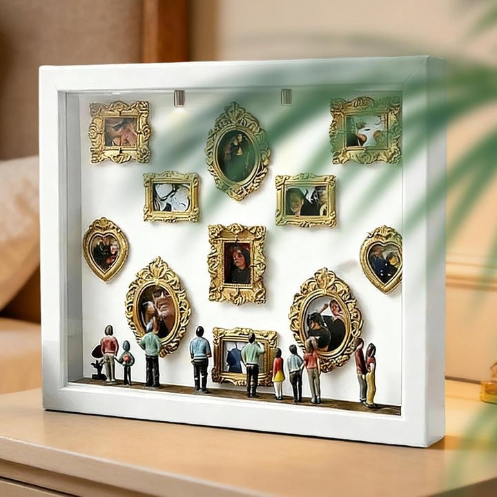 Mini-Museums-Silhouettenbox, Museumsbox-Bilderrahmen-Set mit Mini-Figuren und Lichtern, Bilderrahmen