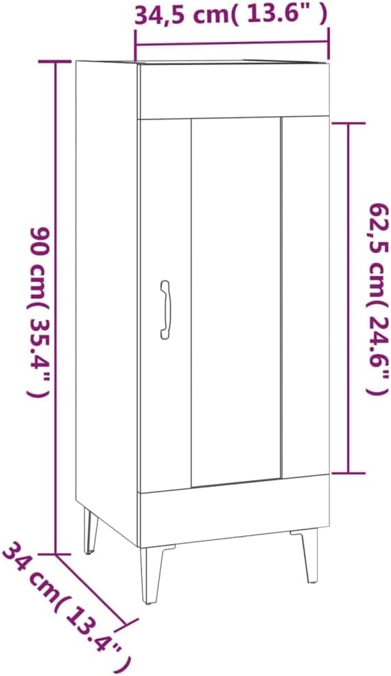 Sideboard Betongrau 34,5x34x90 cm Schrank Klein Kommode Kommoden &amp; Sideboards Flur Kommode WC Schran