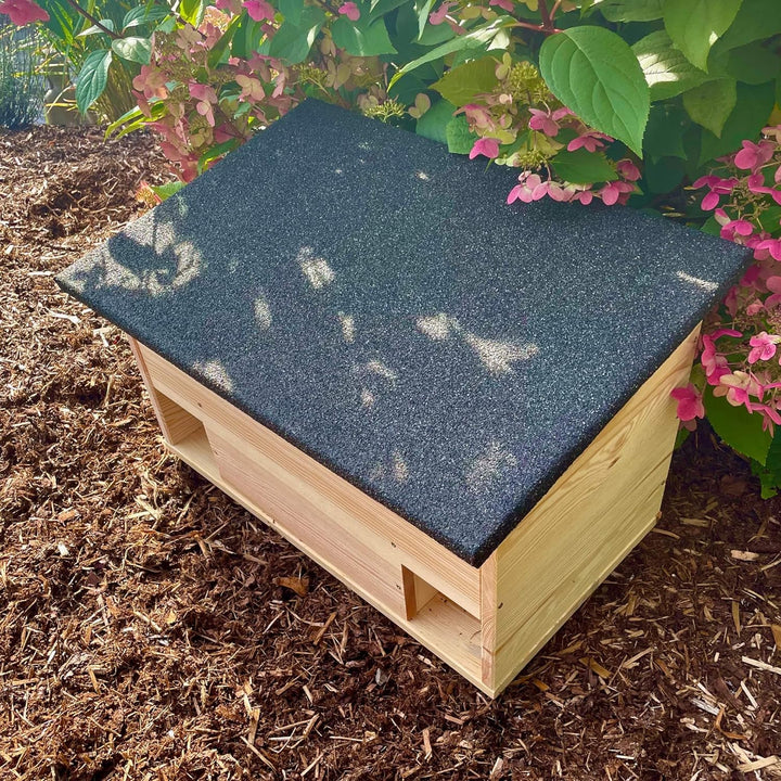 gartenetage Igelfutterhaus mit Boden aus Massiv-Holz/Igelhaus Winterfest, Katzensicher/Igelfutterhau