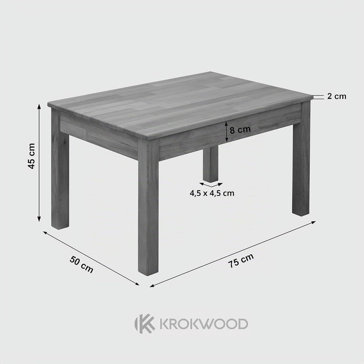 Krok Wood Couchtisch Tomas aus Massivholz (Buche, 75 x 50 x 45 cm) 75 x 50 x 45 cm Buche, 75 x 50 x