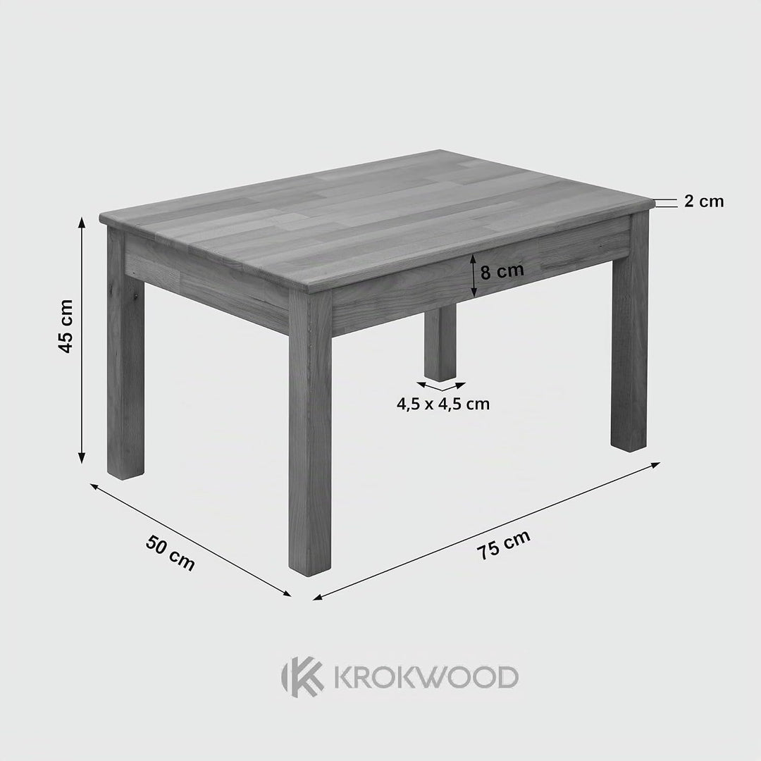 Krok Wood Couchtisch Tomas aus Massivholz (Eiche, 75 x 50 x 45 cm) 75 x 50 x 45 cm Eiche, 75 x 50 x