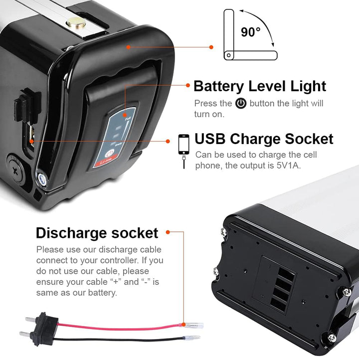 SEASON E-Bike Pedelec Akku Silverfish 36V 15.6Ah 577Wh, passend für 36V 250W/350W/500W Motoren, für