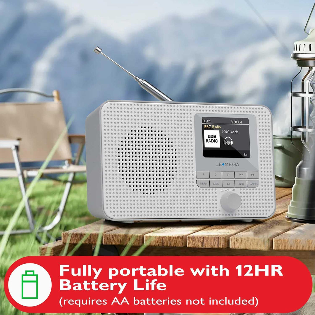 LEMEGA IR1 Tragbares WiFi Internetradio,DAB/DAB+/FM Digitalradio,Bluetooth,Doppelwecker,Schlaf-Snooz