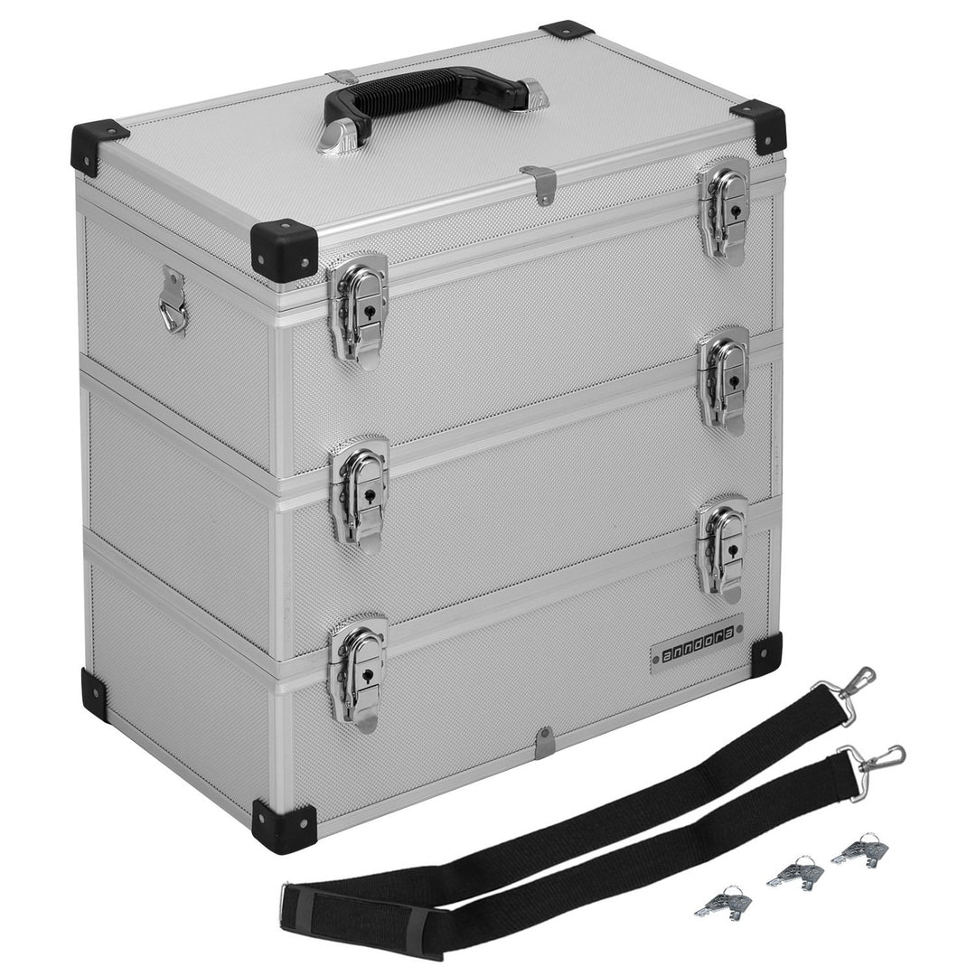 3 Etagen Werkzeugkoffer 32 Liter Silber, Silber