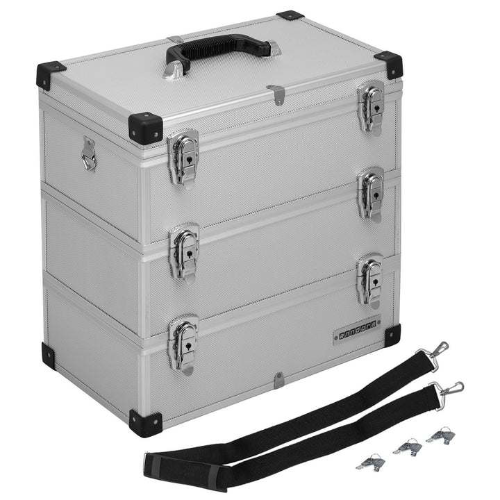 3 Etagen Werkzeugkoffer 32 Liter Silber, Silber