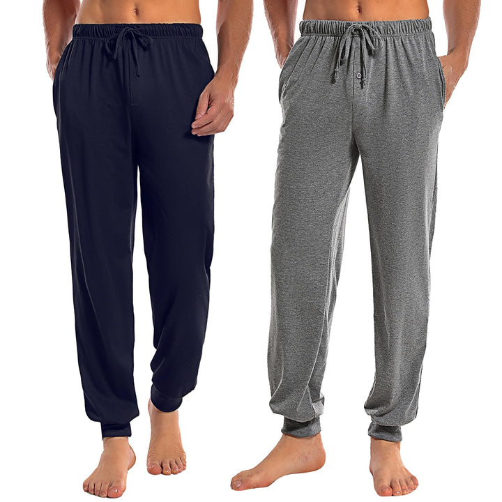Marvmys Schlafanzughose Herren Lang mit Bündchen Einfarbige Pyjamahose für Männer Schlafhose Haushos