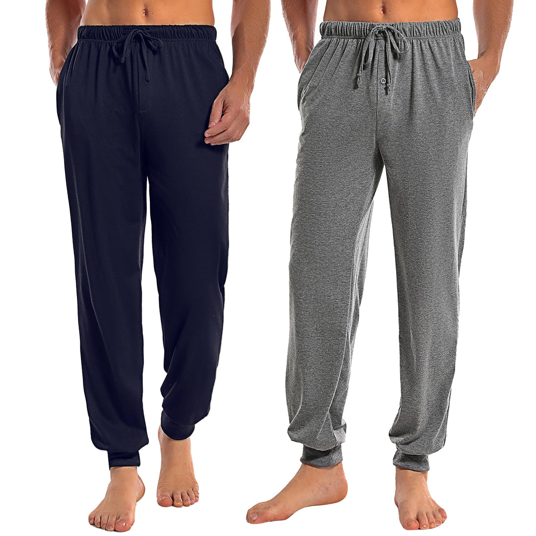 Marvmys Schlafanzughose Herren Lang mit Bündchen Einfarbige Pyjamahose für Männer Schlafhose Haushos