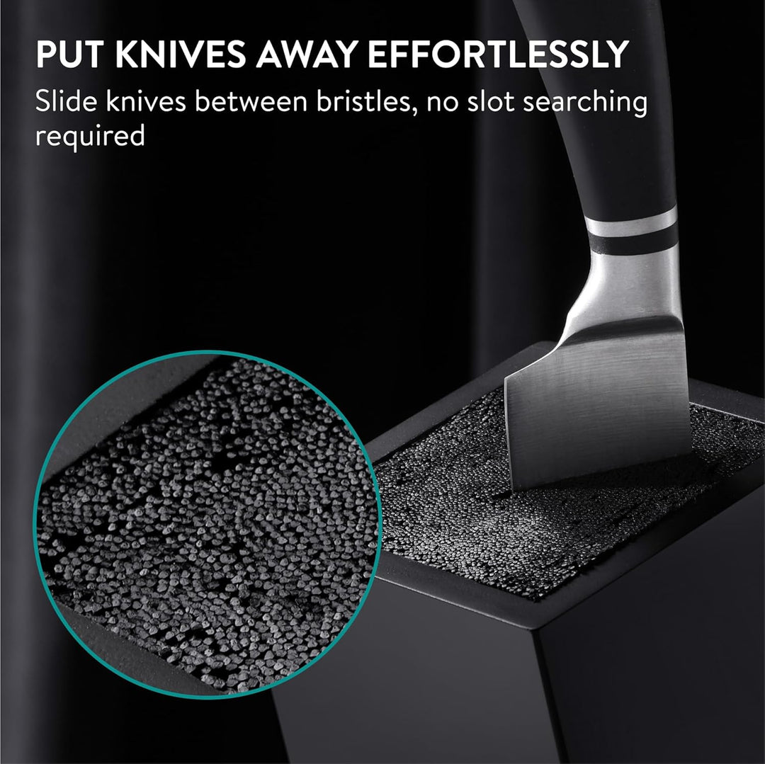 Navaris Messerblock aus Bambus mit Borsteneinsatz - Messer Block unbestückt - Halterung universal fü