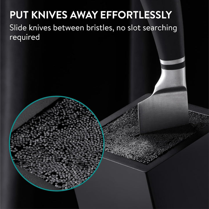 Navaris Messerblock aus Bambus mit Borsteneinsatz - Messer Block unbestückt - Halterung universal fü