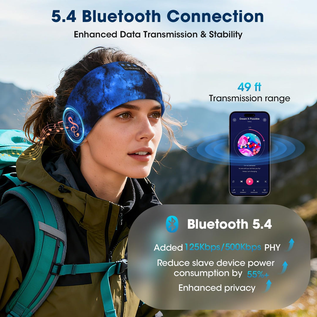 LC-dolida Schlafkopfhörer Bluetooth Sport-Kopfhörer Stirnband, Kabellos Schlafen Kopfhörer 15+ Stund