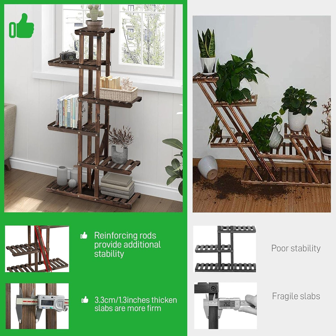 Yaheetech 6 Etagen Blumenständer, Blumenregal aus Massivholz, Pflanzenregal, Platzsparend & Multifun