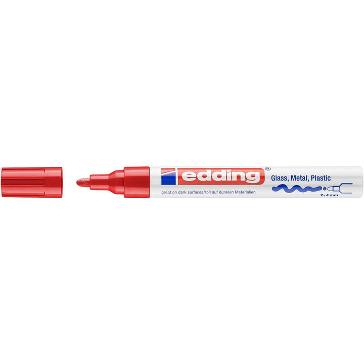 edding 750 Glanzlackmarker - rot - 10 Lackmarker - Rundspitze 2-4 mm - Lackstift für Glas, Stein, Ho
