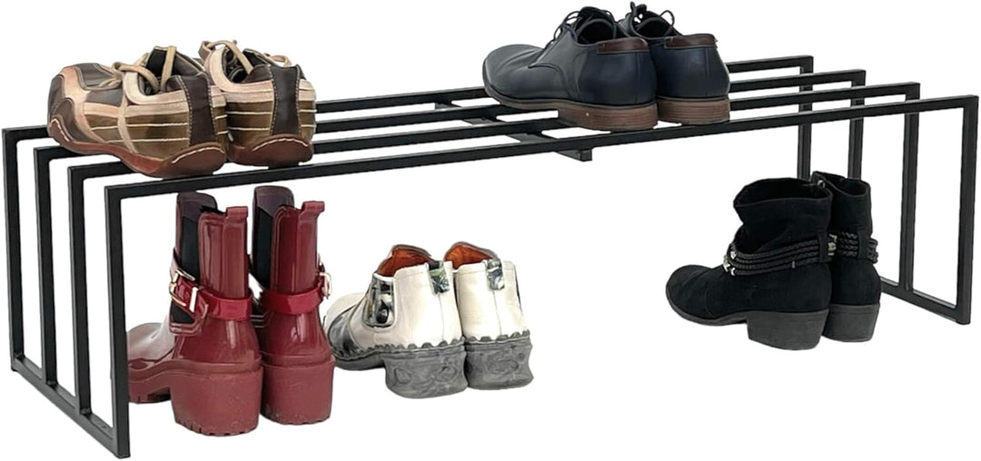 DanDiBo Schuhregal Metall Schwarz 1 Ebene 96551 Schuhablage Schuhständer Modern Stabil Massiv Schuhs