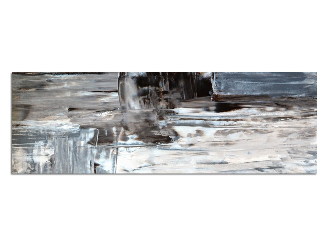 Paul Sinus Art Panoramabild auf Leinwand und Keilrahmen 150x50cm Kunstmalerei abstrakt braun grau