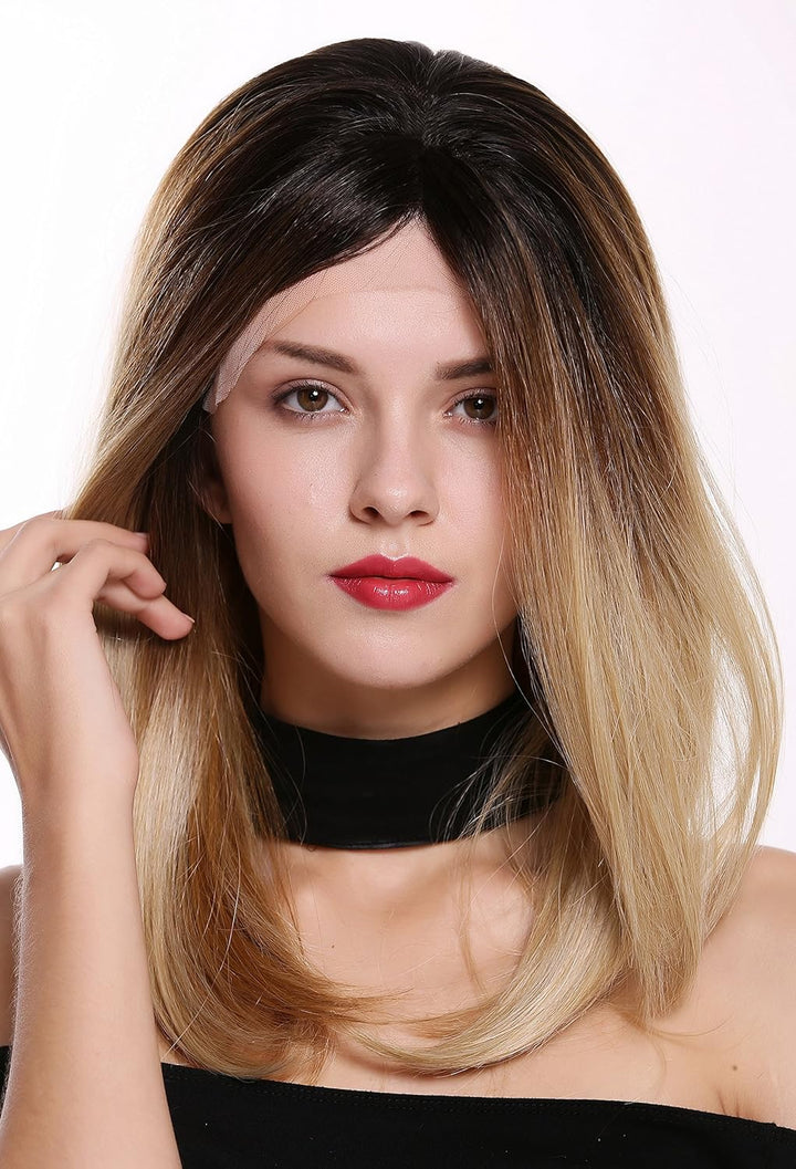 WIG ME UP - DW2553A-MF-44-Y-SC1911 Perücke Damenperücke Lace-Front Teil-Mono lang glatt Ombre Mix Du