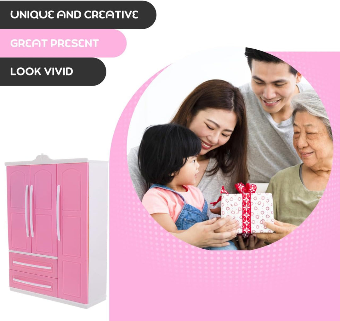 HEMOTON Puppen-Miniatur-kleiderschrank Mit Kleiderbügeln Für Spielzeug-kleideraufbewahrungsregal Für