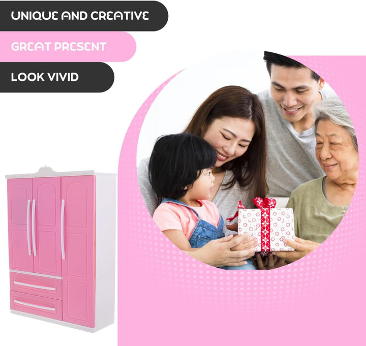 HEMOTON Puppen-Miniatur-kleiderschrank Mit Kleiderbügeln Für Spielzeug-kleideraufbewahrungsregal Für