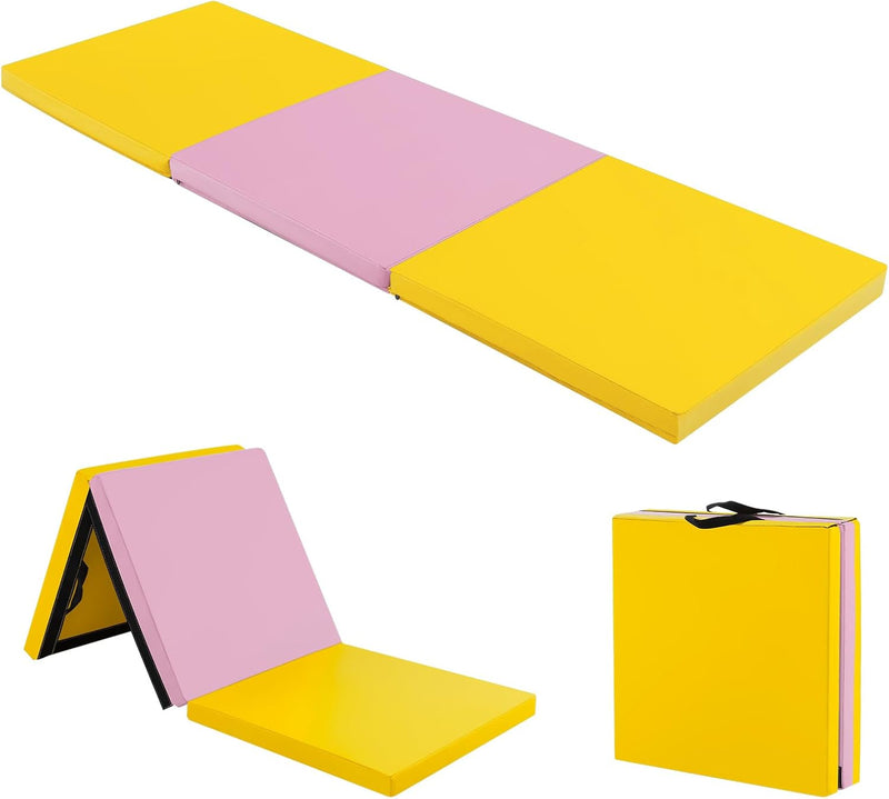 COSTWAY 180 x 60 x 5 cm Weichbodenmatte klappbar, Gymnastikmatte tragbar, Yogamatte wasserabweisend,