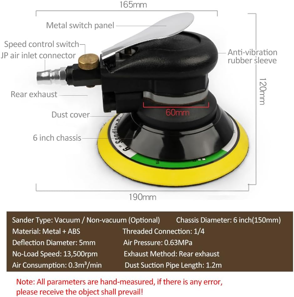 Weytoll Poliermaschine Air Exzenterschleifer, 6"150MM Exzenterschleifer Druckluft Mit 4 Arten von Po