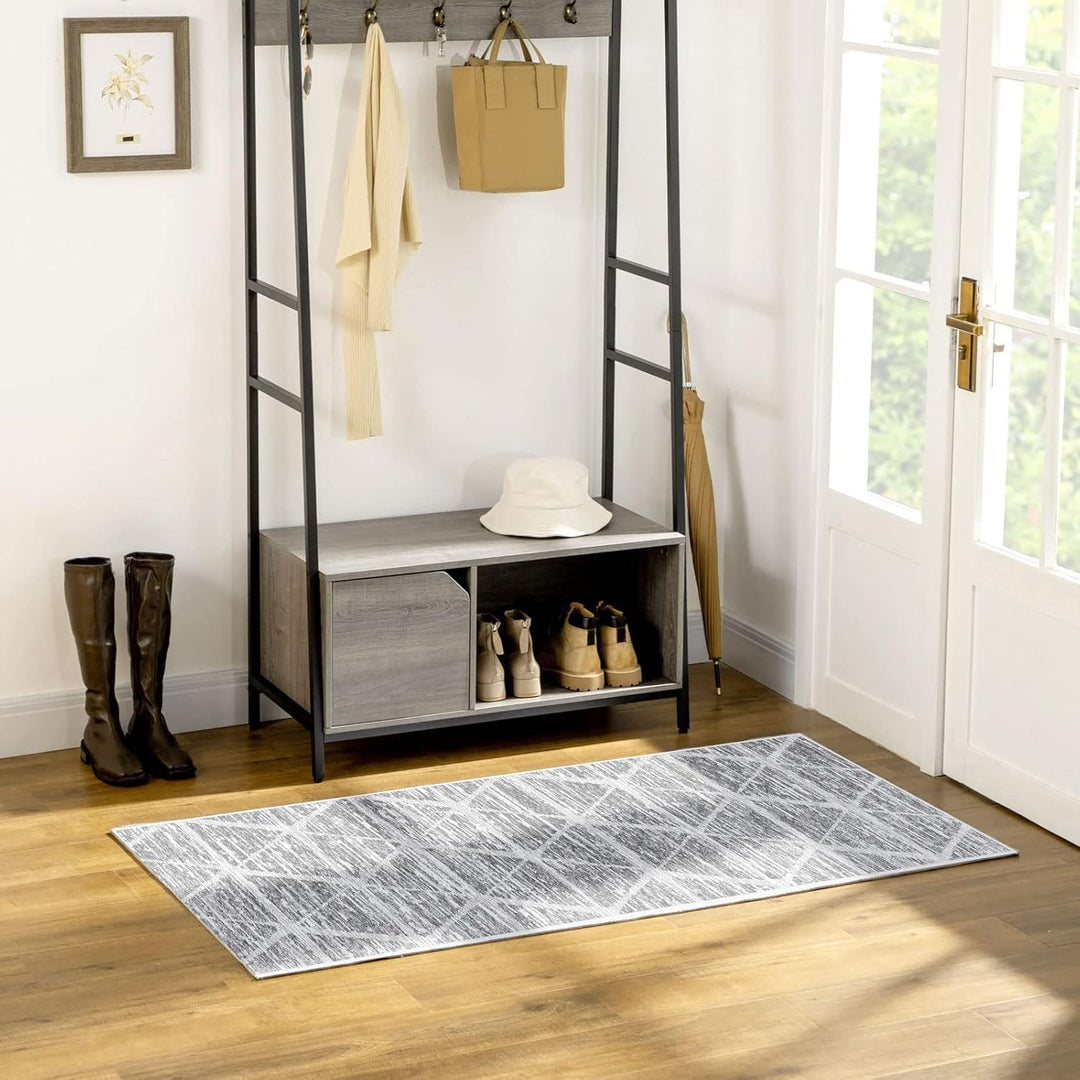 Tinyboy-hbq Teppichläufer für Flure rutschfest, Waschbar Läufer Flur Lange Weiche Kücheläufer Grau F