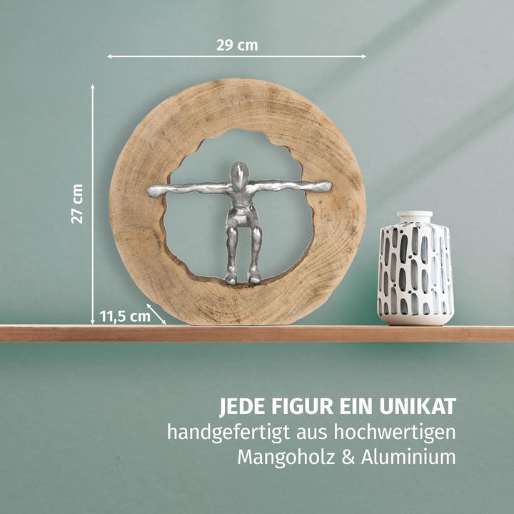 Moritz Skulptur Wage den Sprung I Sprung Wagen 28 x 27 cm I Mangoholz Holz Deko Figur I Wohnzimmer D