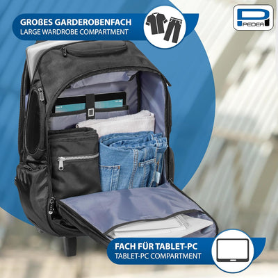 Pedea Business Rucksack-Trolley Premium Laptop-Rucksack bis 17,3 Zoll (43,9 cm) mit Übernachtungsfac