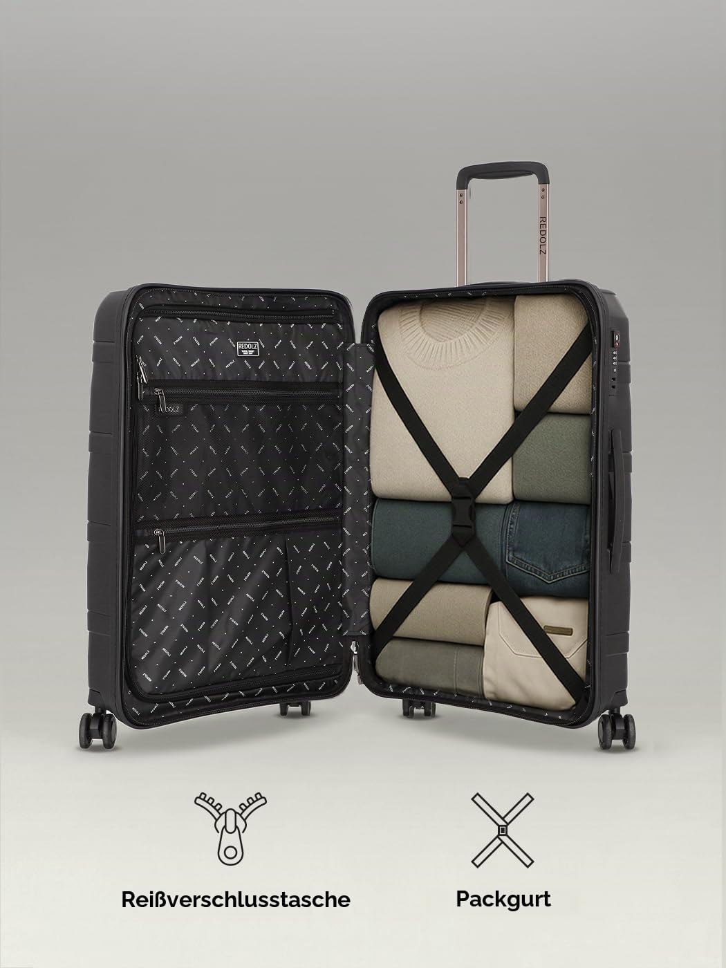 REDOLZ Hartschalen Check-in Koffer | Mittelgrosser Trolley 45 x 27 x 67 cm aus hochwertigem, leichte