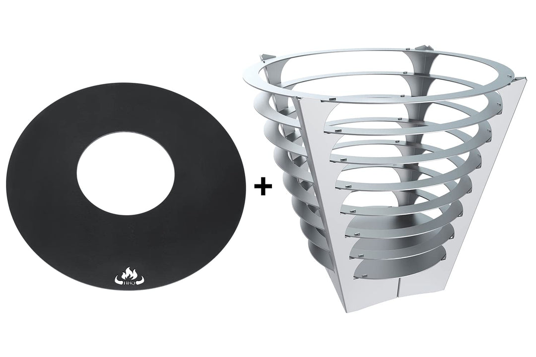 teileplus24 FT09 Feuertonne + Grillring | Komplettset | Feuerkorb + Grillplatte | Gross Rund, Design