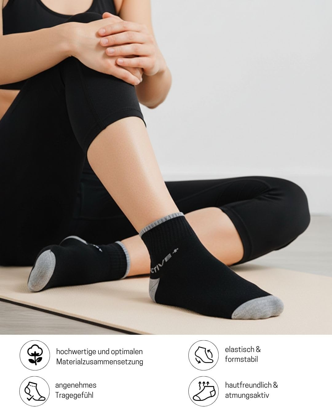 Sneaker Socken Quarter Sportsocken Herren & Damen (6 oder 12 Paar) Gepolstert mit Frotteesohle - Atm